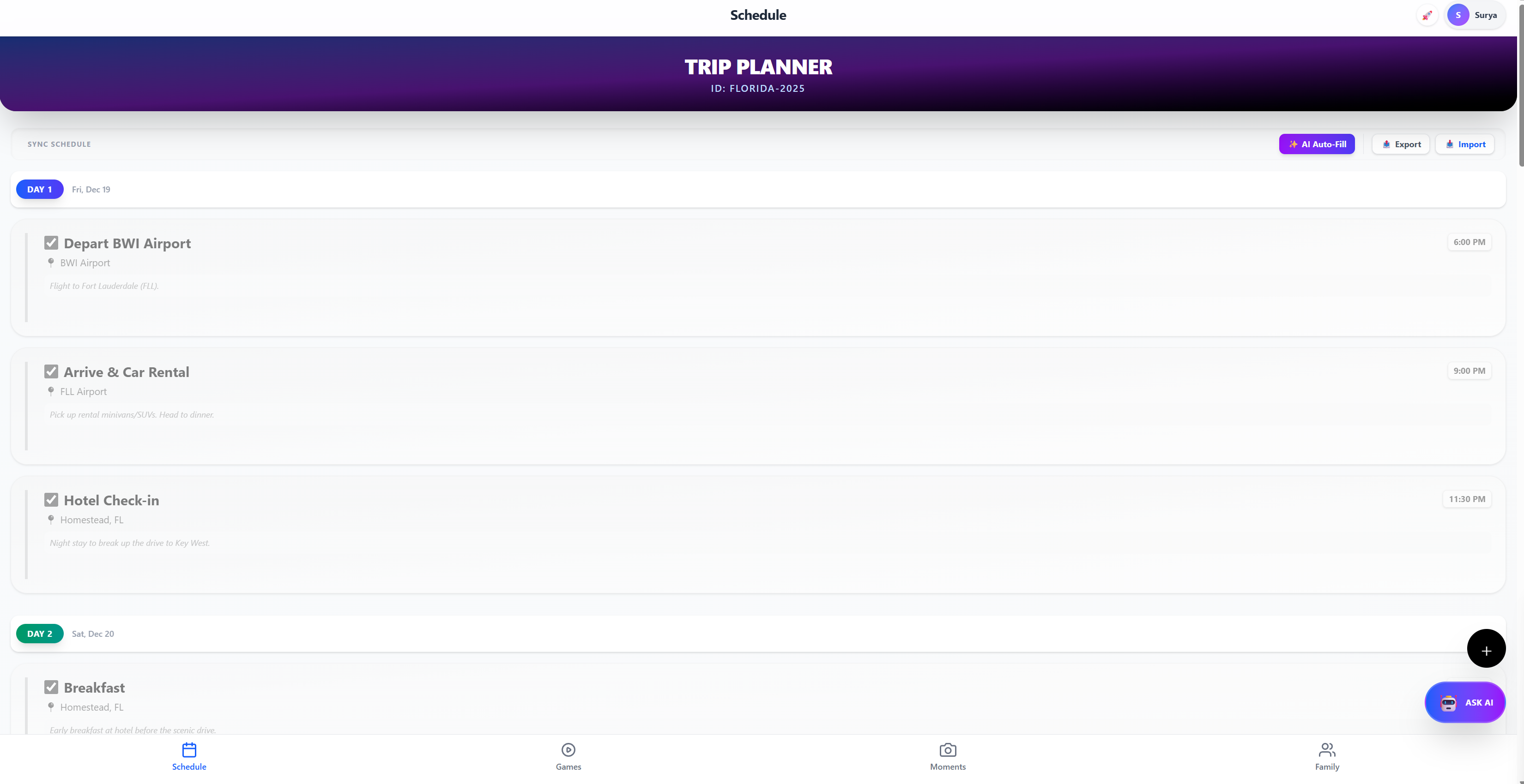 Trip Planner Screenshot 2